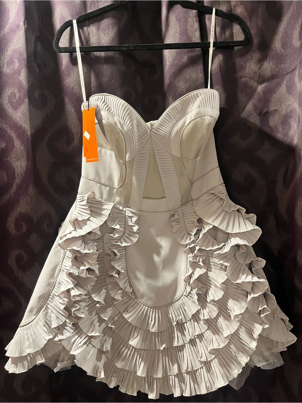 Karen Millen Cream Strapless Ruffled Mini Dress with Detachable Straps NWT